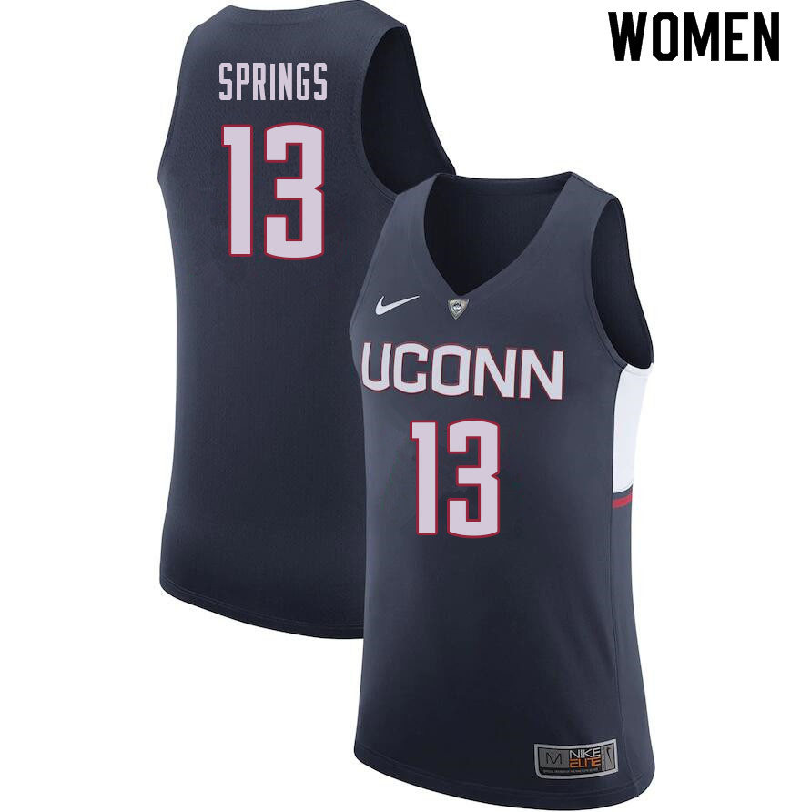 Women #13 Richie Springs Uconn Huskies College Basketball Jerseys Sale-Navy